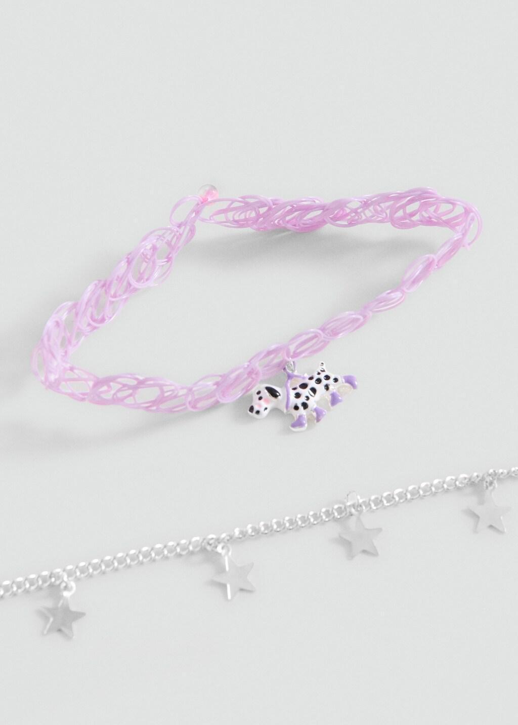 Purple Necklaces, Set Of 2, Kids Girls, Light-Pastel Purple, large image number 0