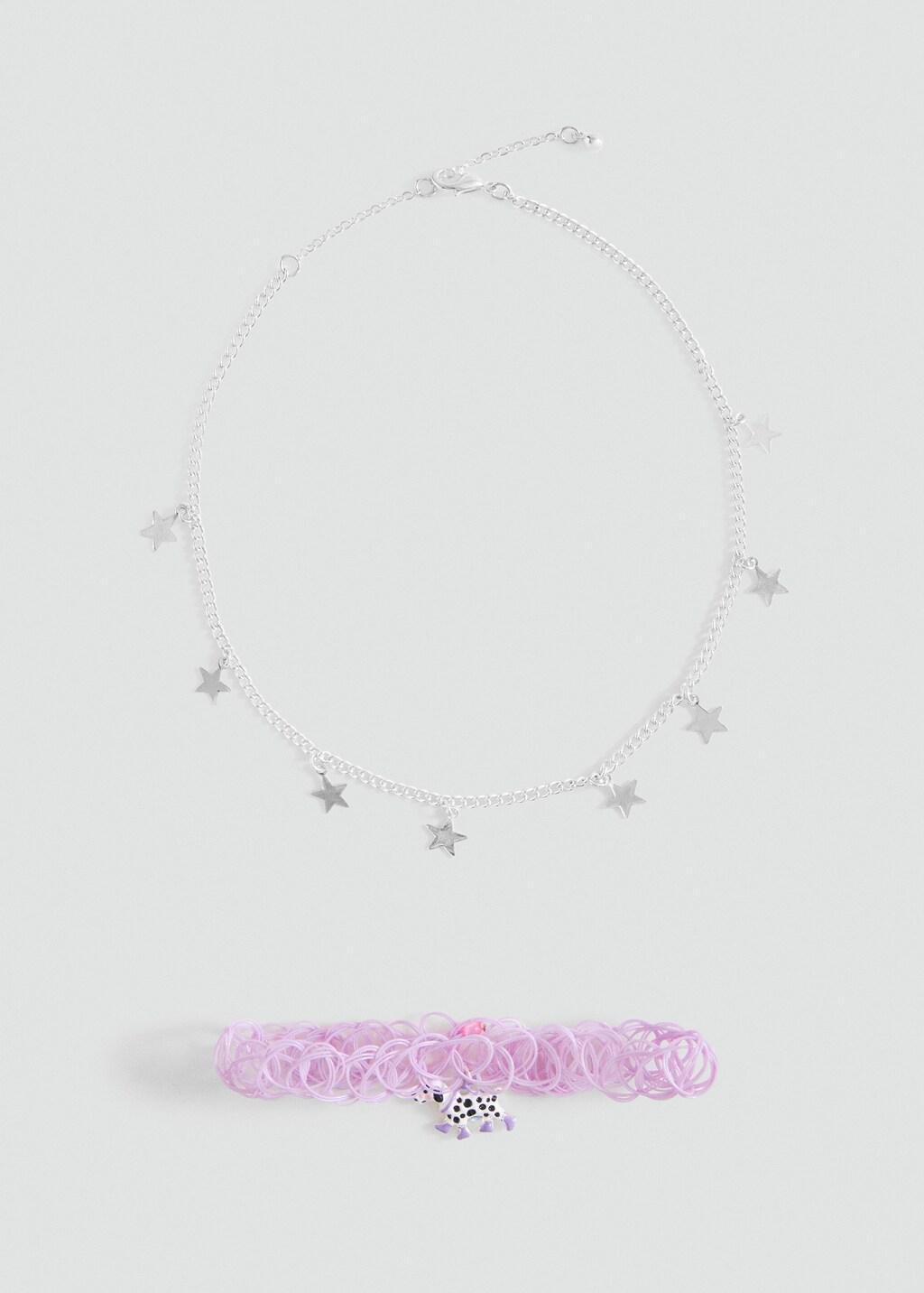 Purple Necklaces, Set Of 2, Kids Girls, Light-Pastel Purple, medium