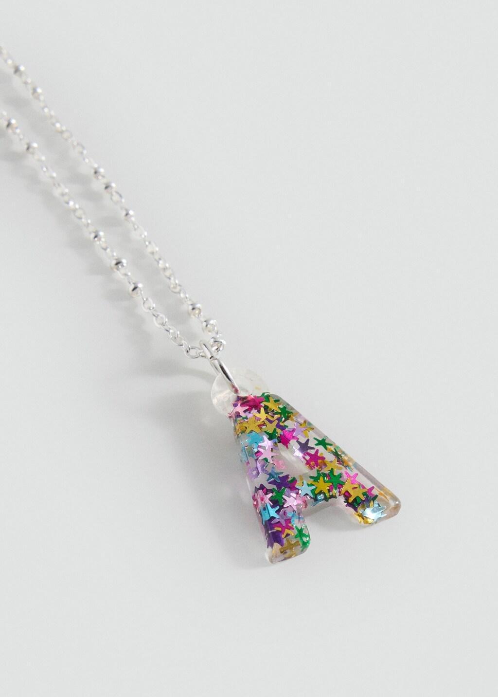 Silver Letter Pendant Necklace, Kids Girls, Silver, large image number 0