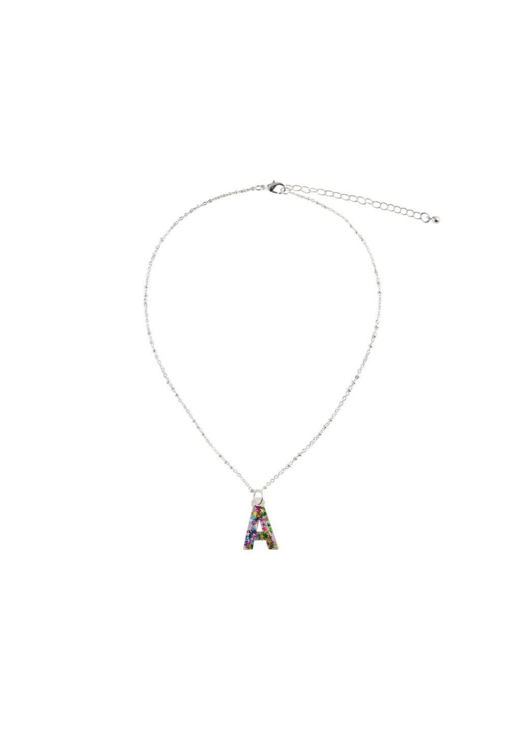 Silver Letter Pendant Necklace, Kids Girls, Silver, medium