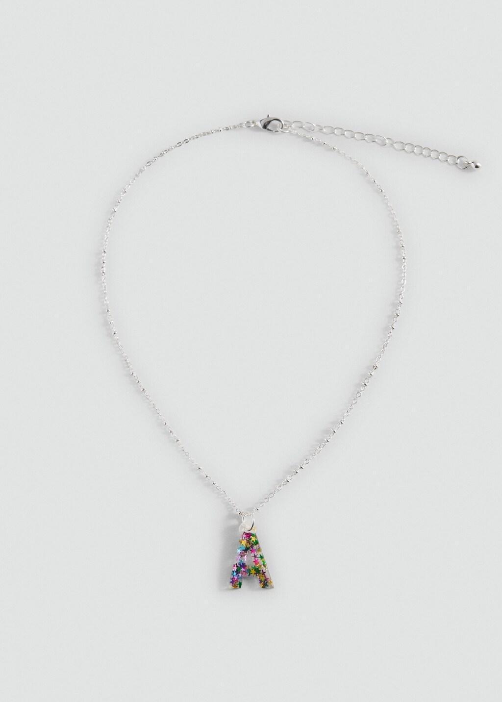 Silver Letter Pendant Necklace, Kids Girls, Silver, large image number 2