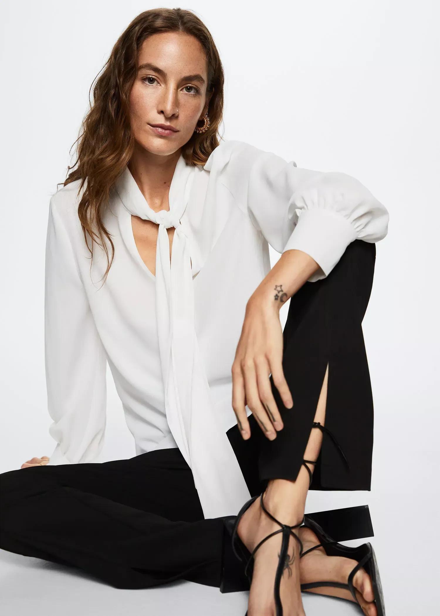 White Lace Flowy Blouse, , large image number 0