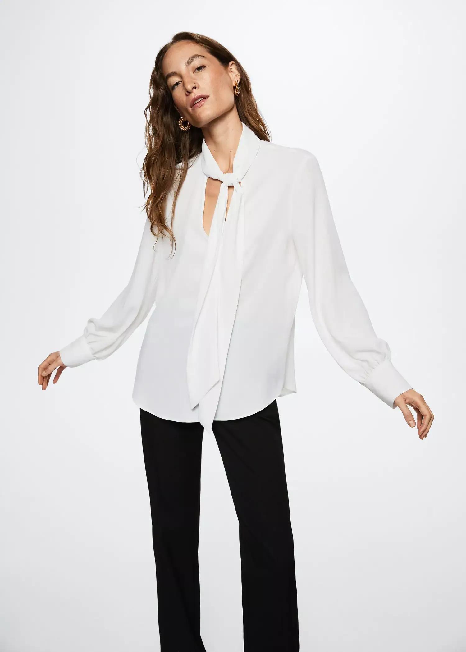 White Lace Flowy Blouse, , large image number 1