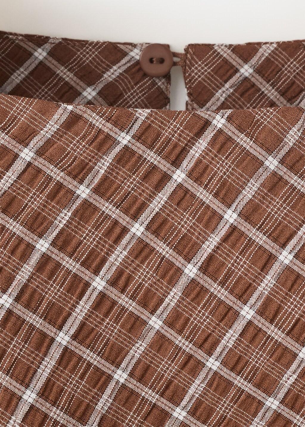 Brown Asymmetric Checked Blouse, Brown, large image number 3