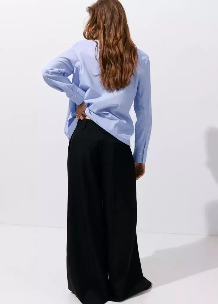 Blue Cotton And Lyocell Blend Straight Shirt, Light-Pastel Blue, medium