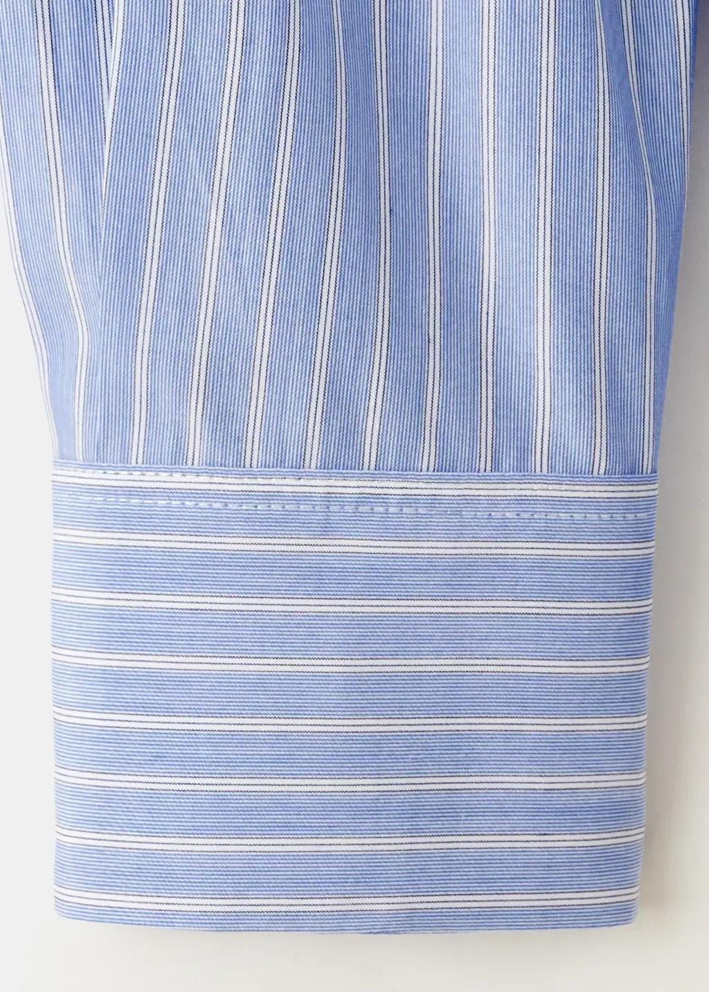 Blue Cotton And Lyocell Blend Straight Shirt, Light-Pastel Blue, large image number 3