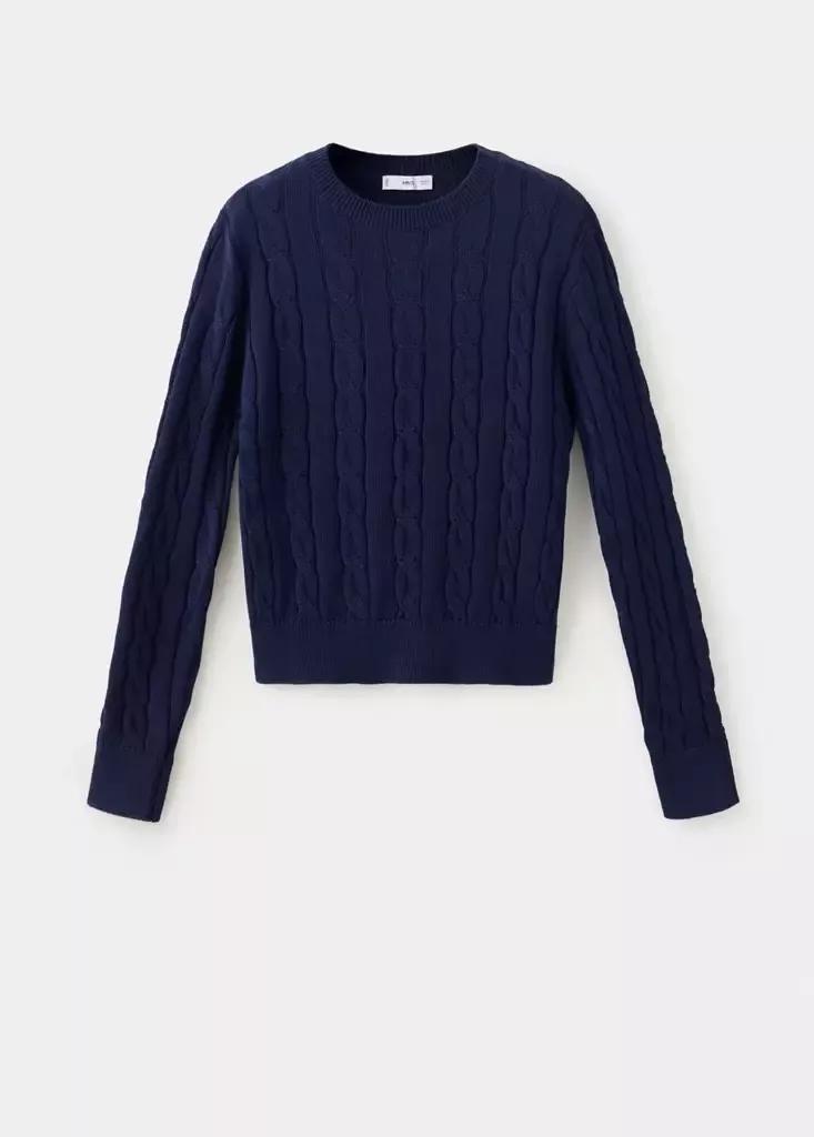 Navy Braided Knitted Sweater, Navy, large image number 5