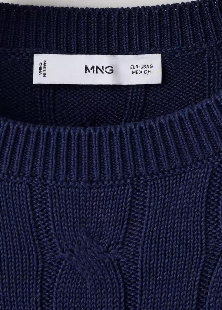 Navy Braided Knitted Sweater, Navy, large image number 6