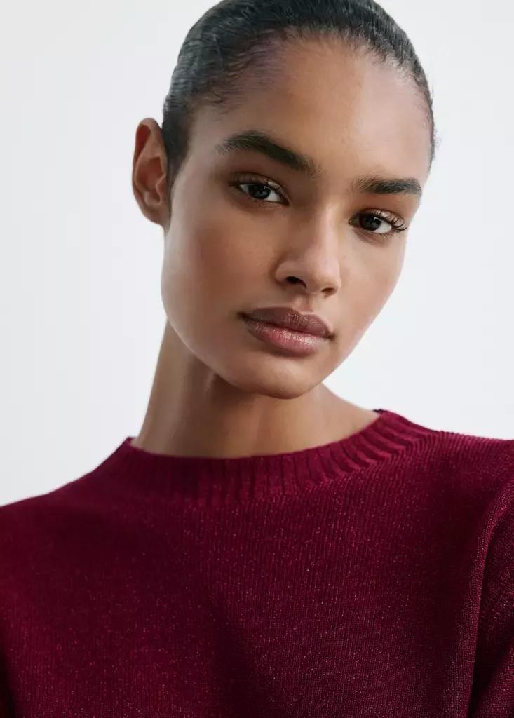Red Lurex Knitted Sweater, Medium Red, medium