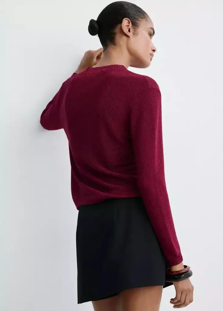 Red Lurex Knitted Sweater, Medium Red, medium