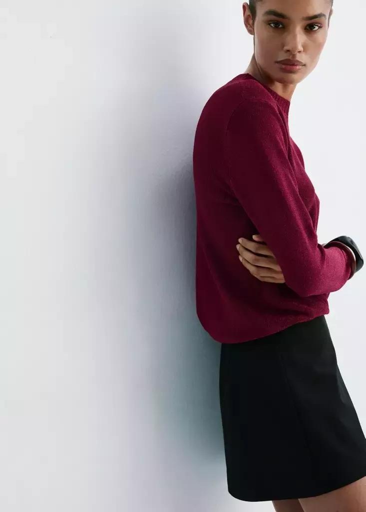 Red Lurex Knitted Sweater, Medium Red, large image number 4