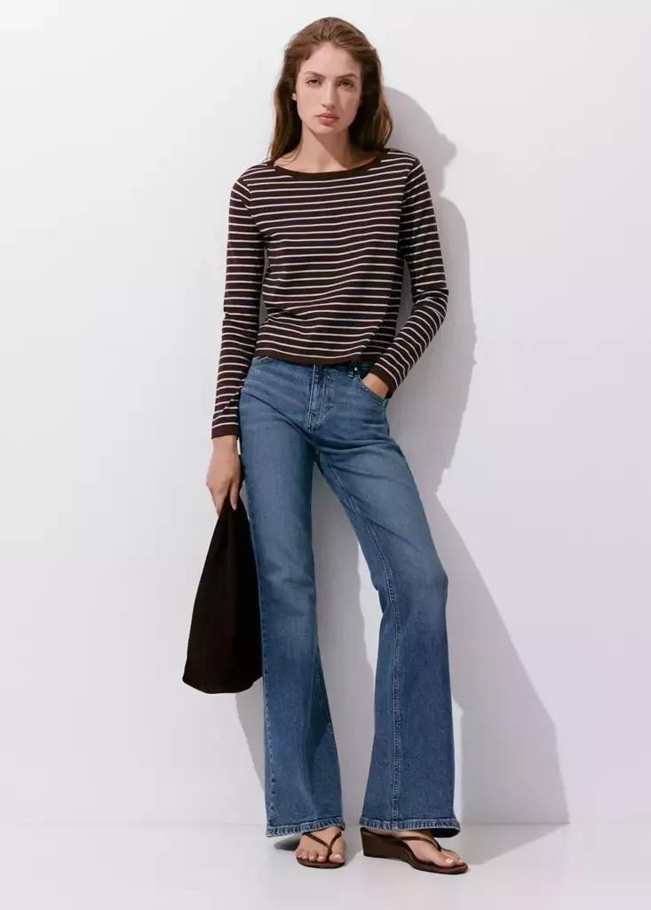 Brown Knit Striped Sweater, Dark Brown, medium