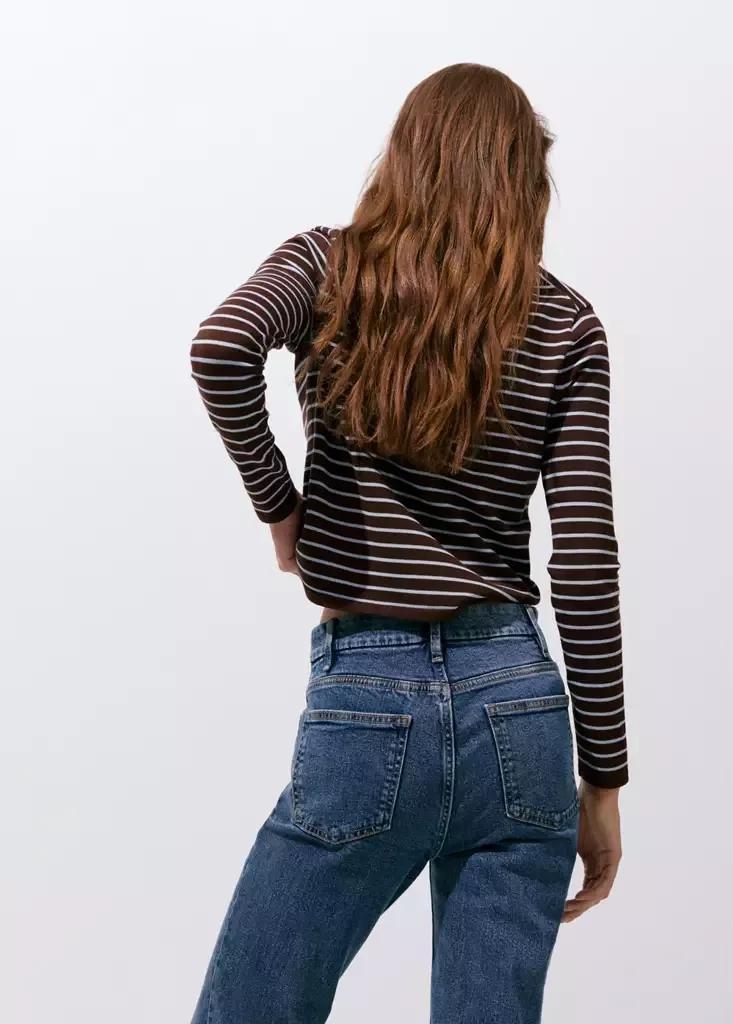 Brown Knit Striped Sweater, Dark Brown, large image number 3