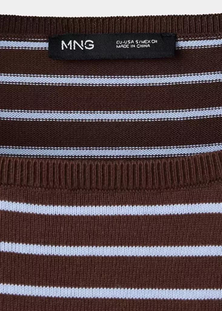 Brown Knit Striped Sweater, Dark Brown, large image number 5