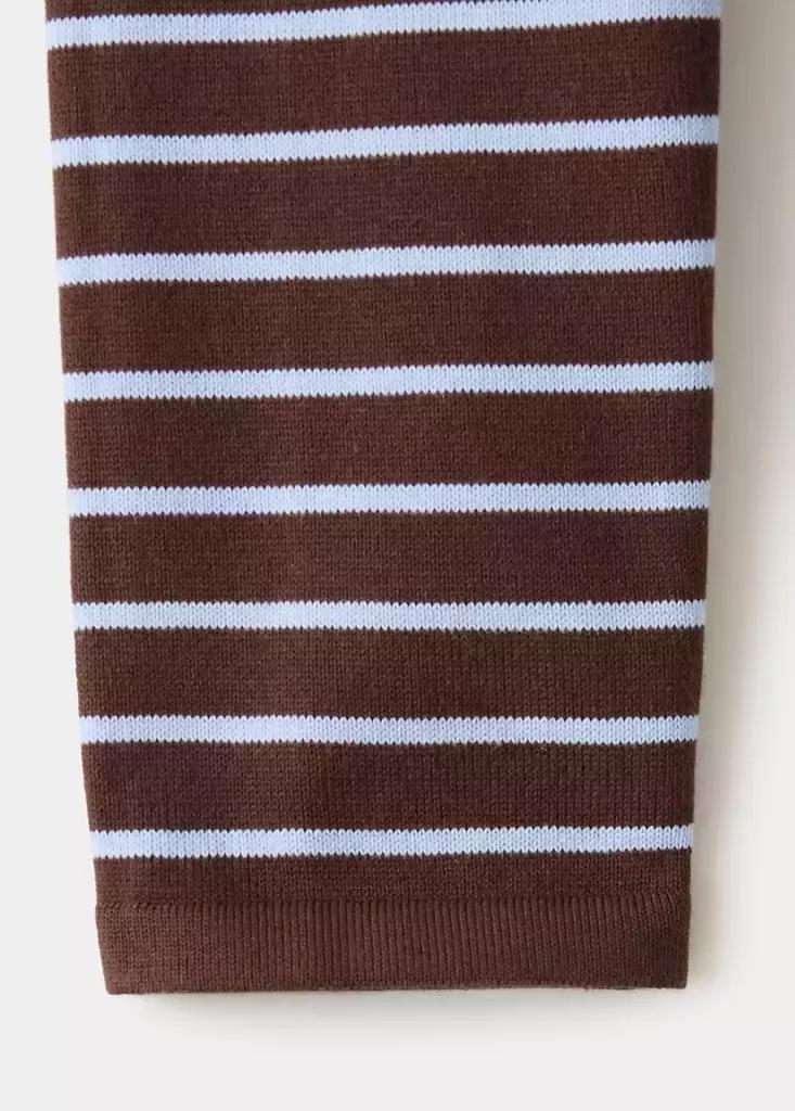 Brown Knit Striped Sweater, Dark Brown, large image number 6