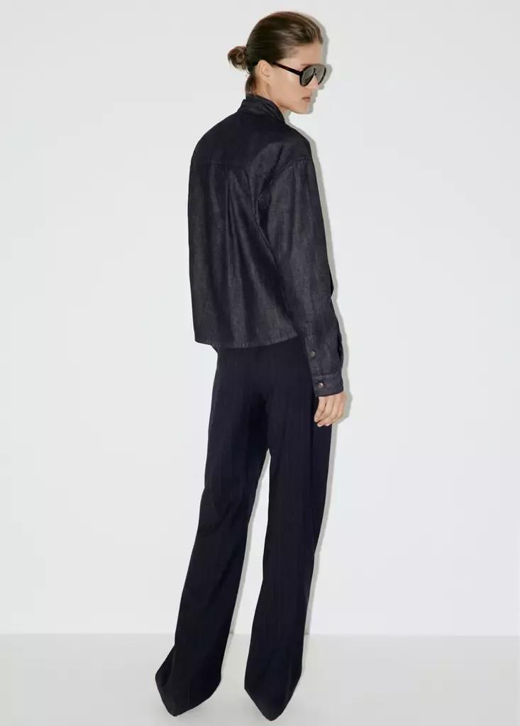 Navy Denim Shirt With Bow, Open Blue, large image number 2