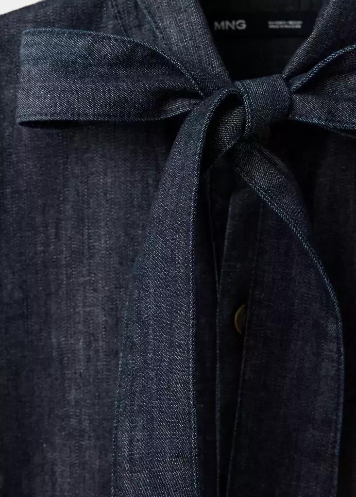 Navy Denim Shirt With Bow, Open Blue, large image number 5