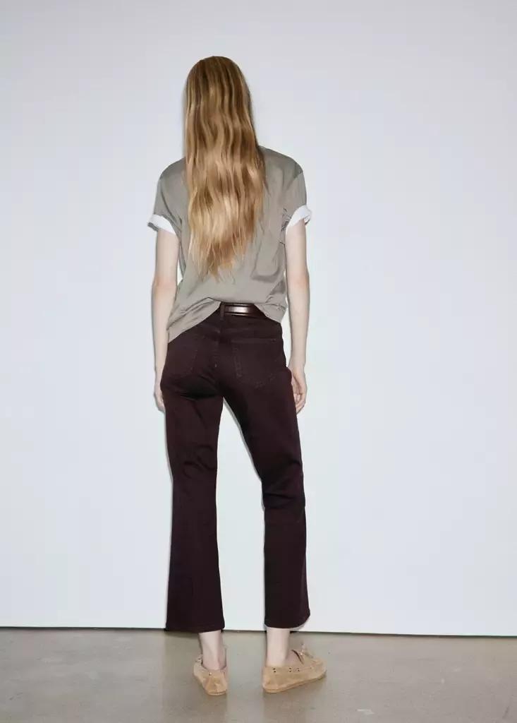 Red Sienna Flared Cropped Jeans, Dark Red, medium