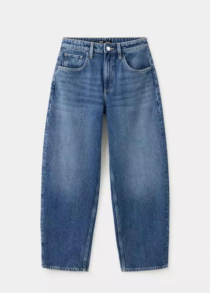 Blue High-Rise Balloon Jeans, Open Blue, large image number 3