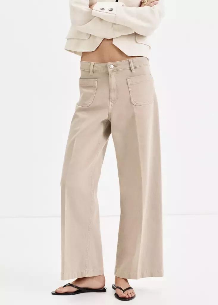 LT PASTEL BROWN Wide-leg patch pocket jeans, Light Pastel Brown, medium