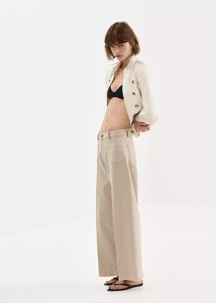 LT PASTEL BROWN Wide-leg patch pocket jeans, Light Pastel Brown, large image number 1
