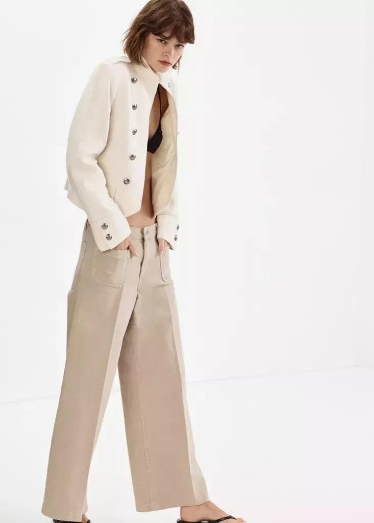 LT PASTEL BROWN Wide-leg patch pocket jeans, Light Pastel Brown, large image number 6