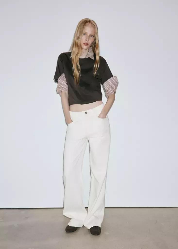 Beige Danila High-Waisted Wide Leg Jeans, Light Beige, medium