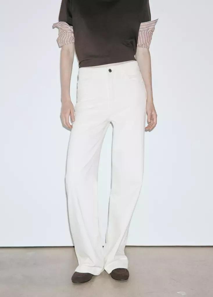 Beige Danila High-Waisted Wide Leg Jeans, Light Beige, medium