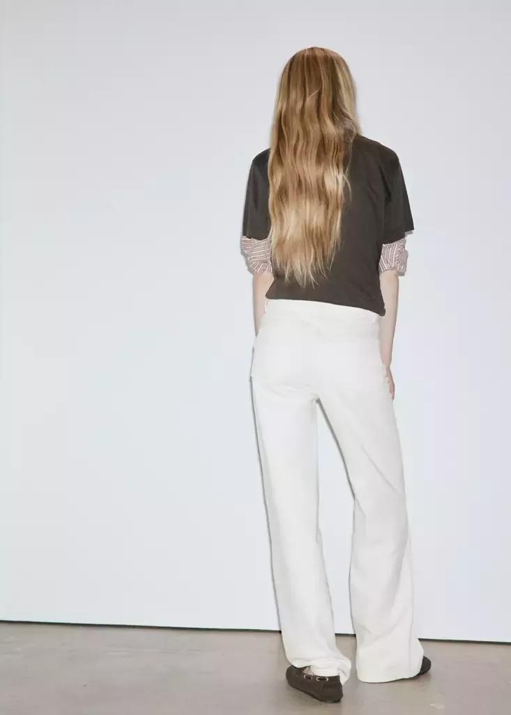 Beige Danila High-Waisted Wide Leg Jeans, Light Beige, medium