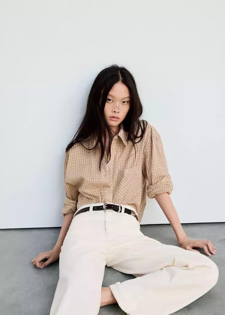 Beige Danila High-Waisted Wide Leg Jeans, Light Beige, large image number 4