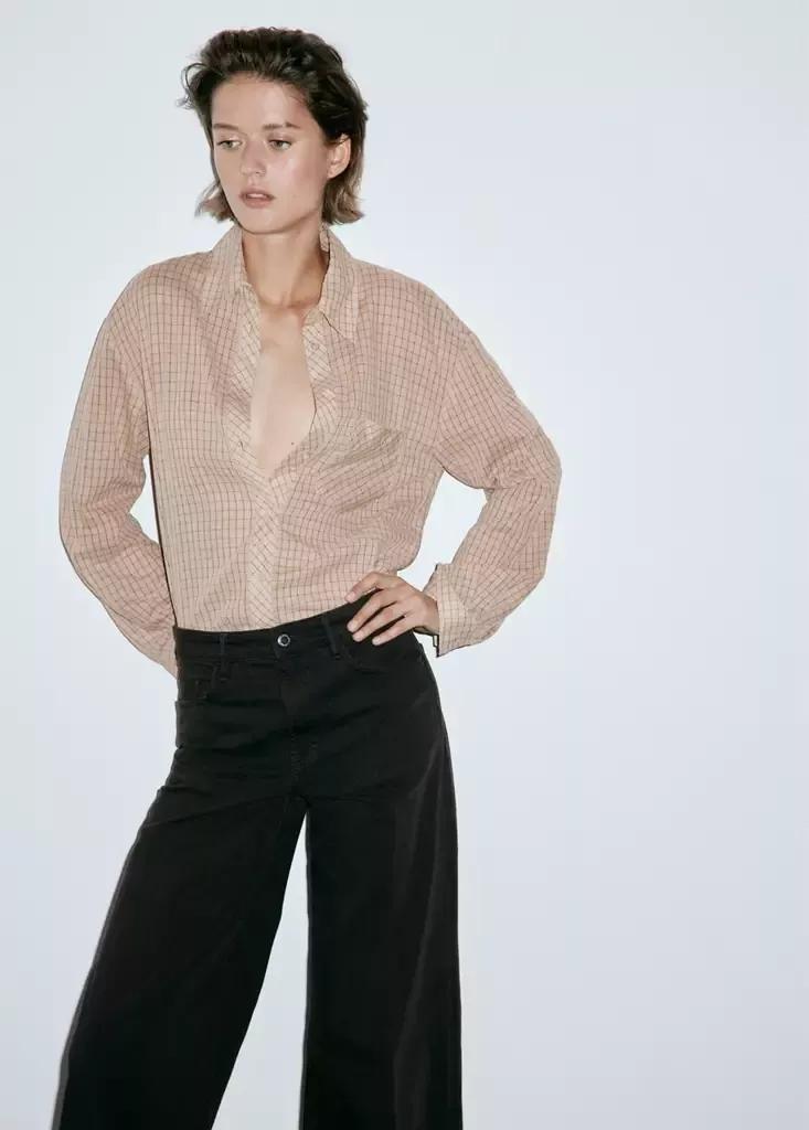 Brown High-Waisted Wide Leg Jeans, Dark Brown, large image number 3