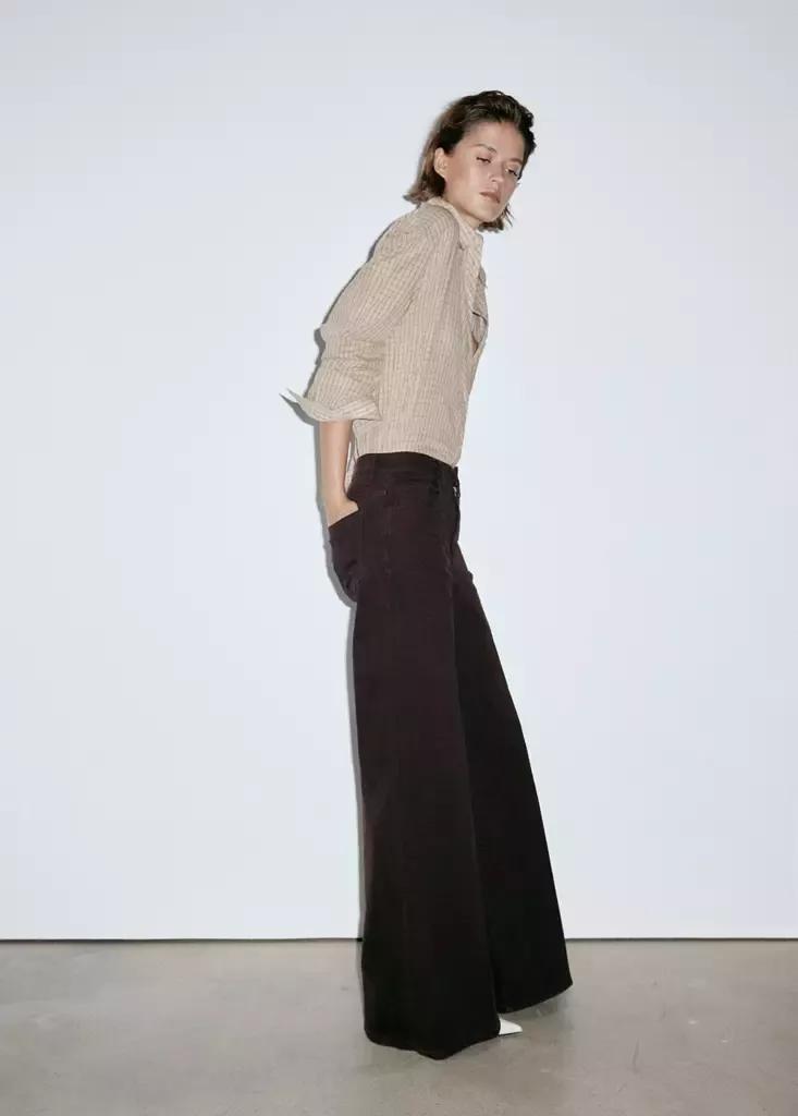 Brown High-Waisted Wide Leg Jeans, Dark Brown, large image number 4