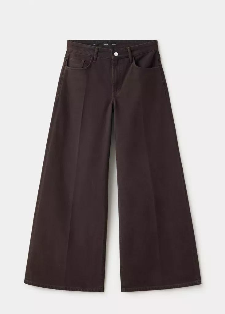 Brown High-Waisted Wide Leg Jeans, Dark Brown, large image number 5