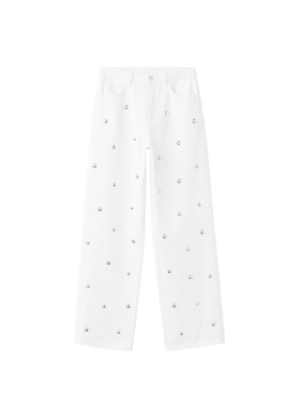 NATURAL WHITE Straight-fit jeans with studs, Natural White, large image number 4