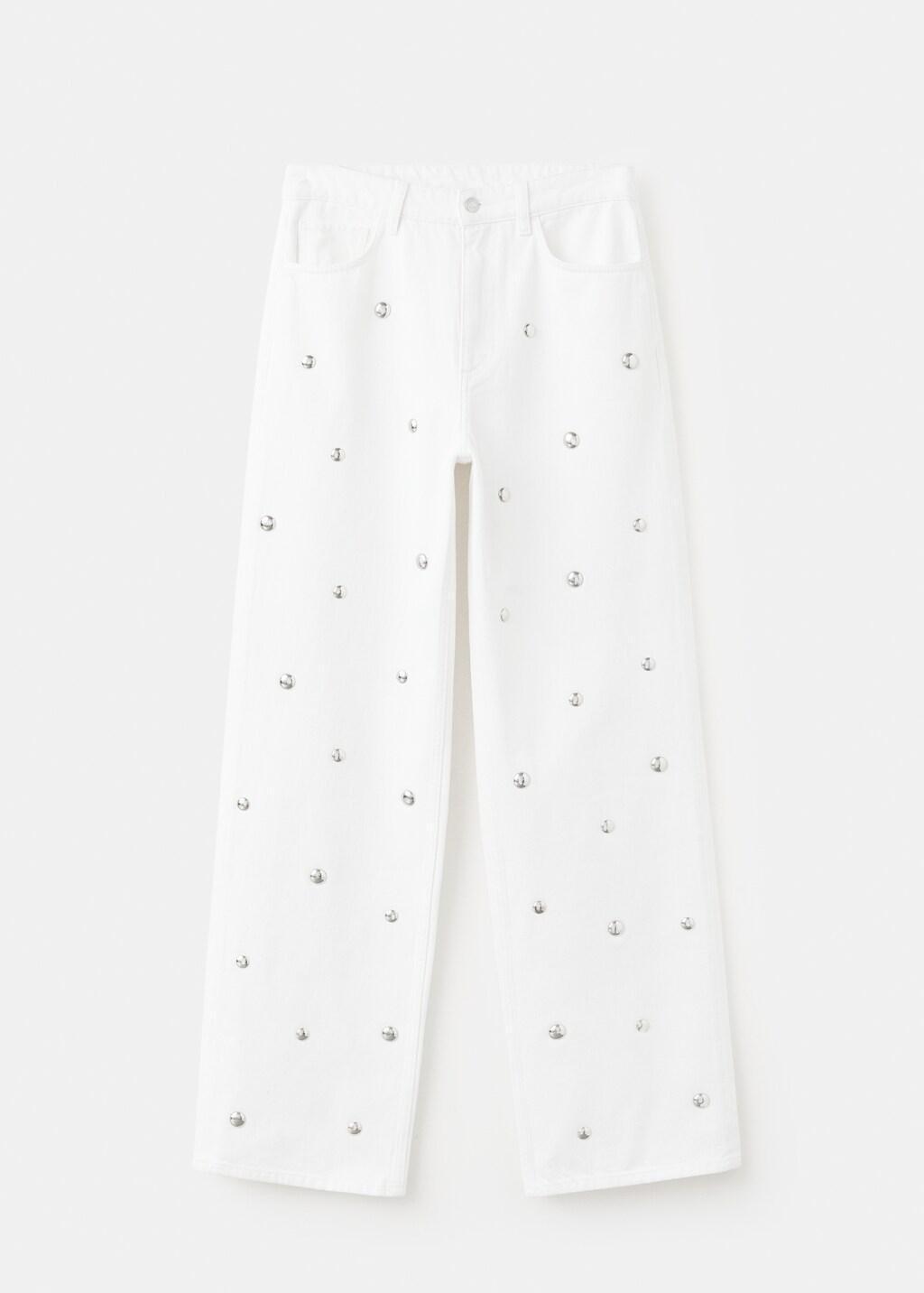 NATURAL WHITE Straight-fit jeans with studs, Natural White, large image number 5