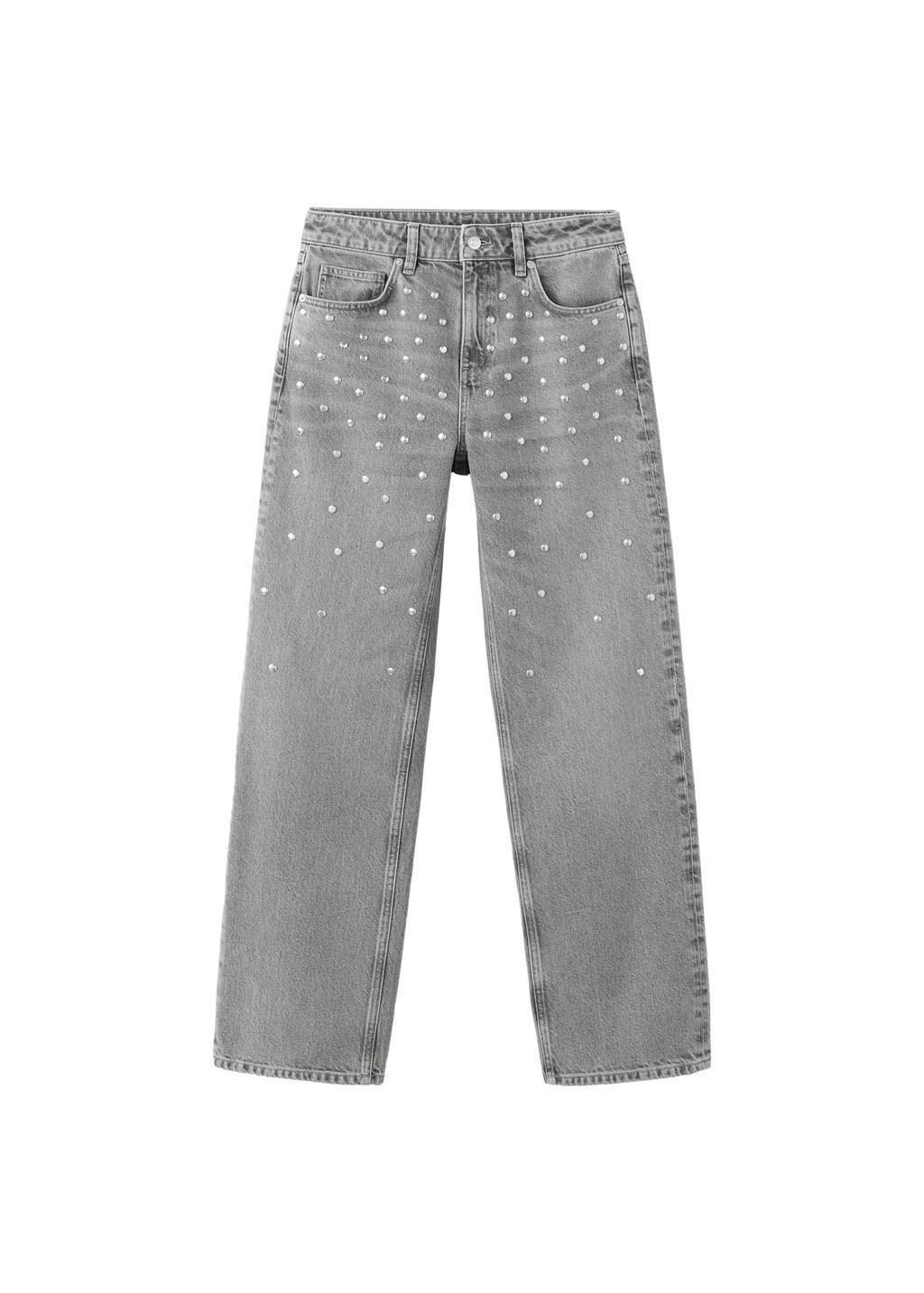 GREY Mid-rise studded jeans, Open Grey, large image number 3