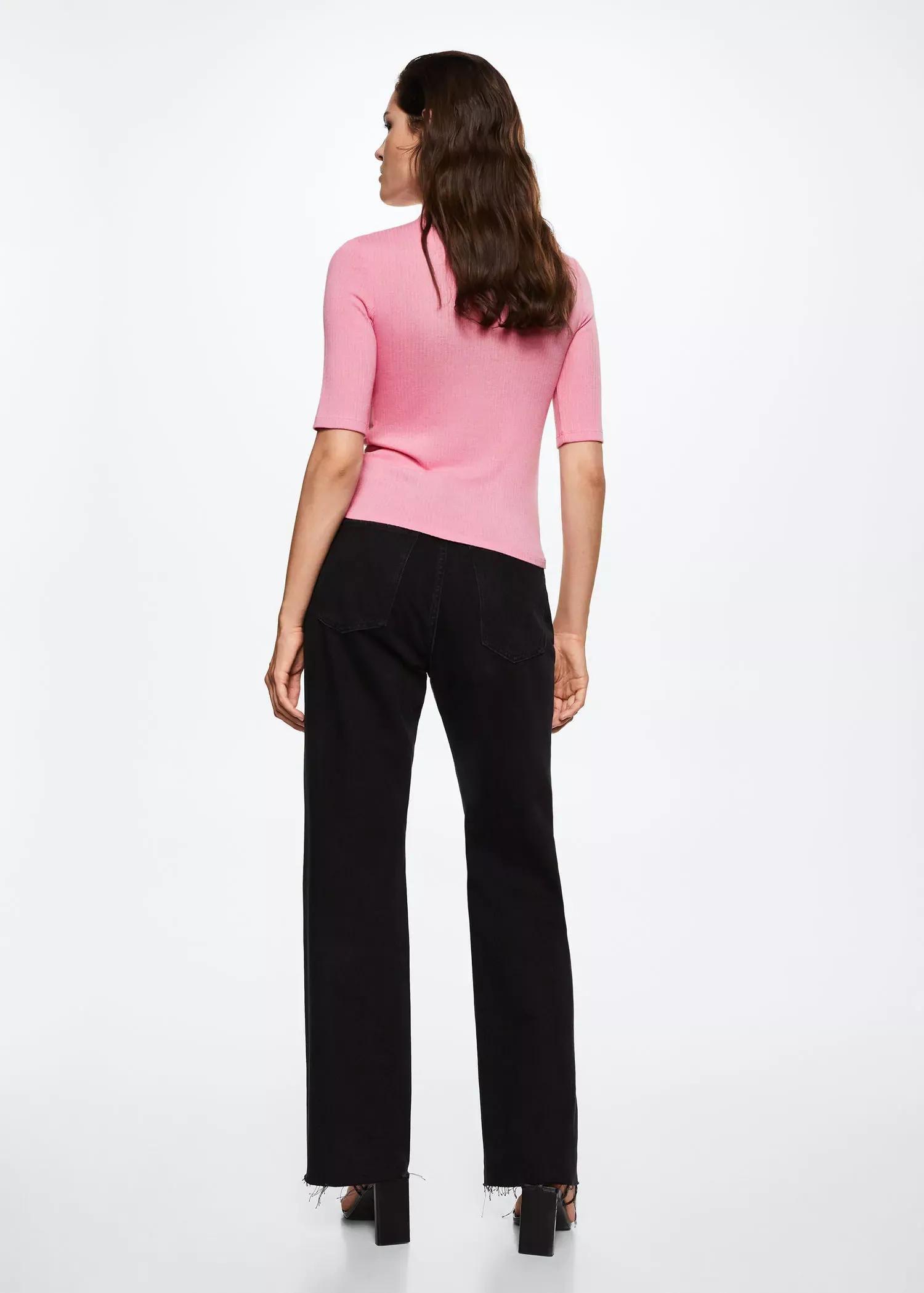 Pink Turtle Neck Ribbed T-Shirt, , large image number 3