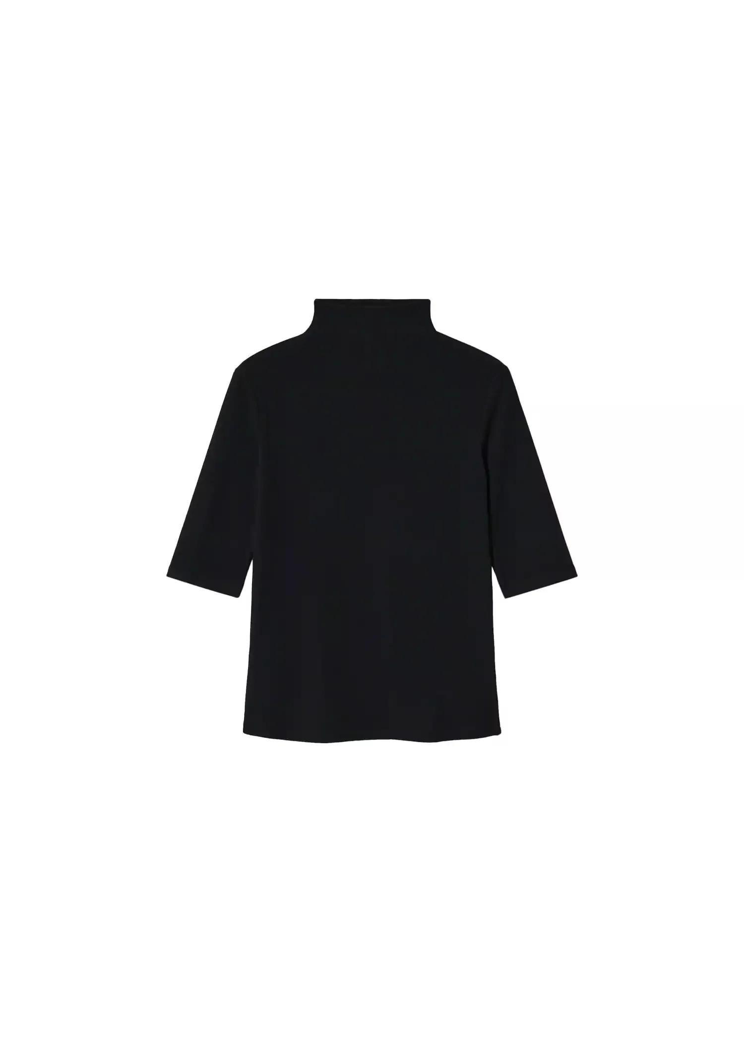 Black Turtle Neck Ribbed T-Shirt, , large image number 3