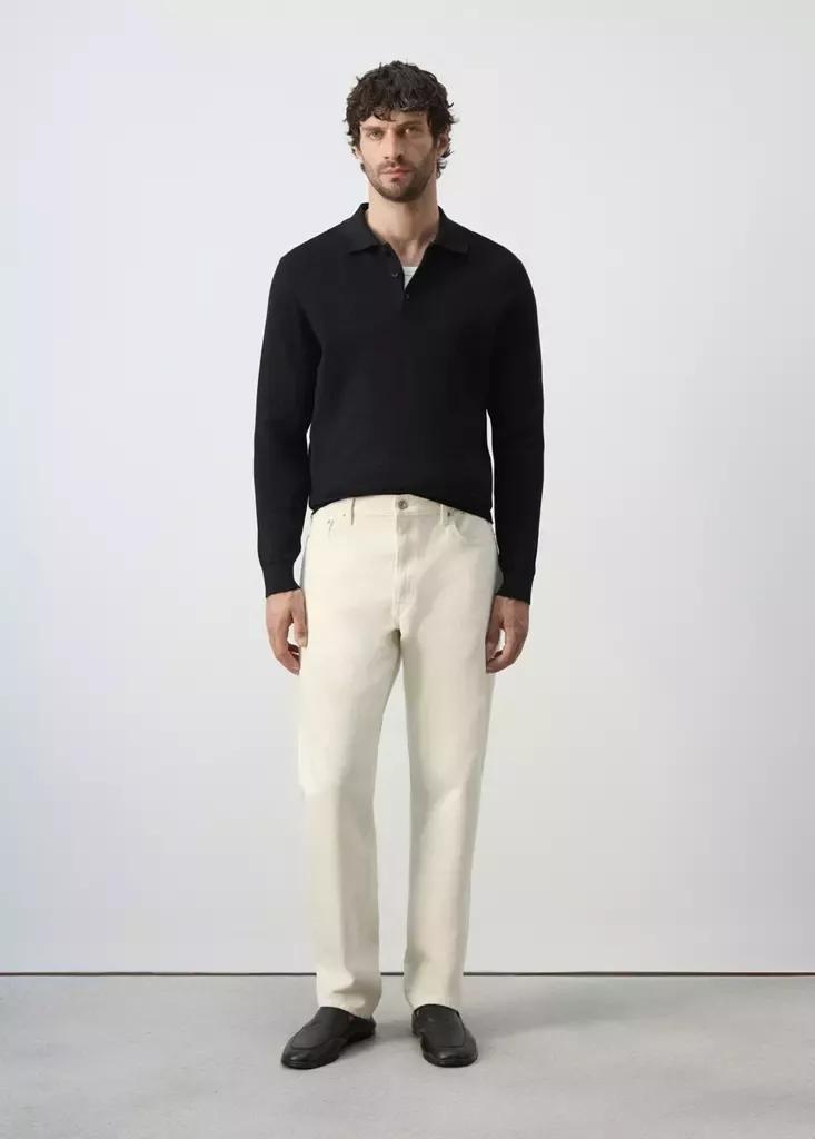 Black Fine-Knit Cotton-Blend Polo Shirt, Black, large image number 0