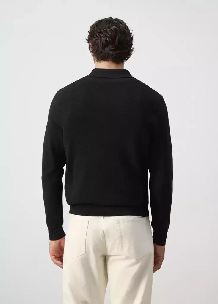 Black Fine-Knit Cotton-Blend Polo Shirt, Black, large image number 2