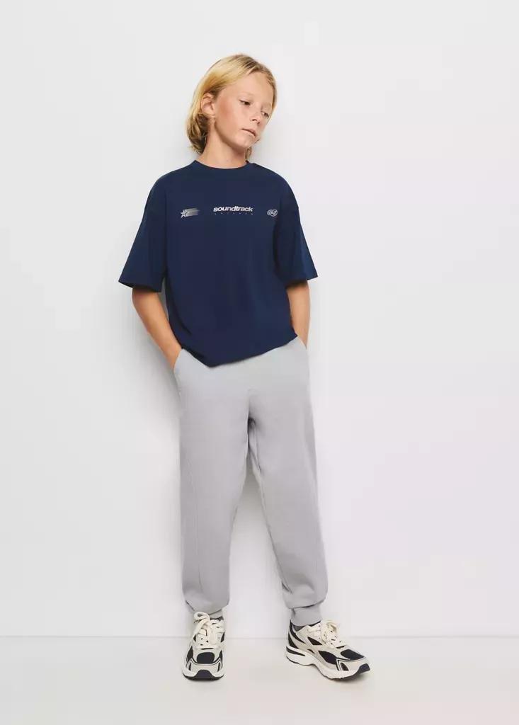 Navy Oversized T-Shirt With Printed Details, , medium