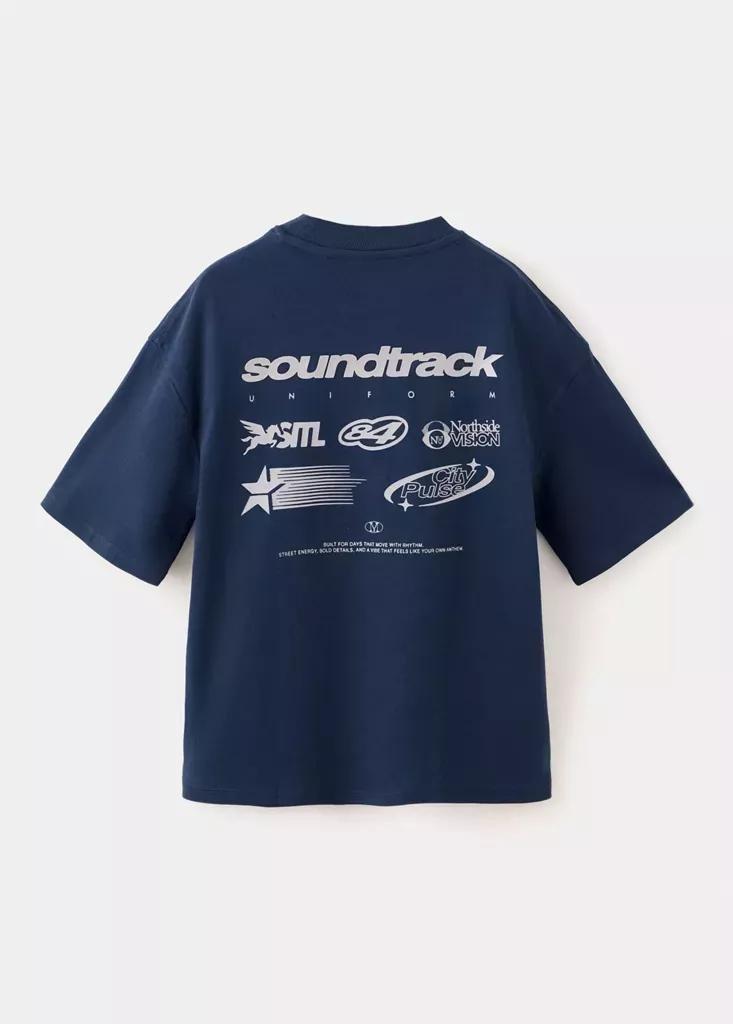 Navy Oversized T-Shirt With Printed Details, , large image number 4