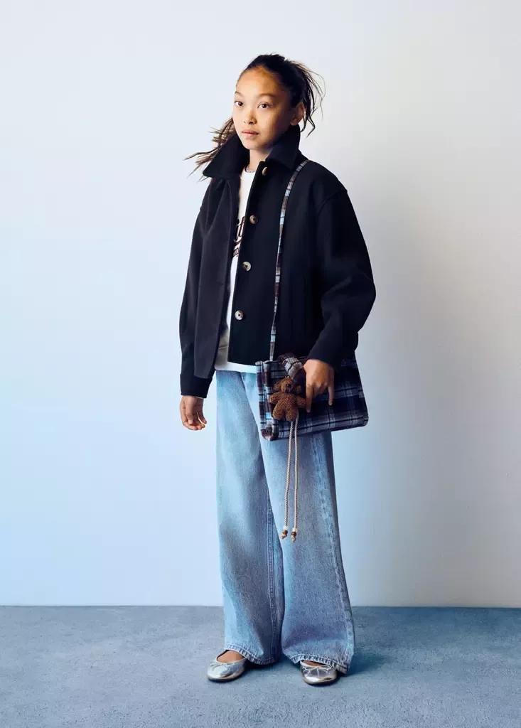 Navy Cloth Coat With Pockets, Navy, medium