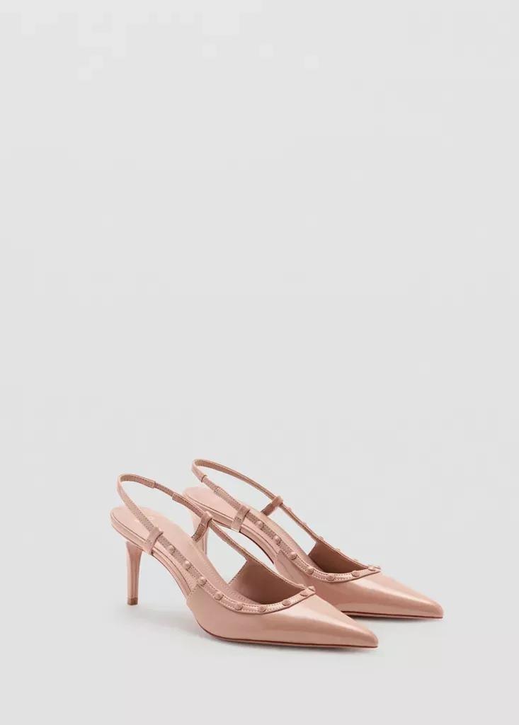 Beige Patent Heeled Shoes, , large image number 1