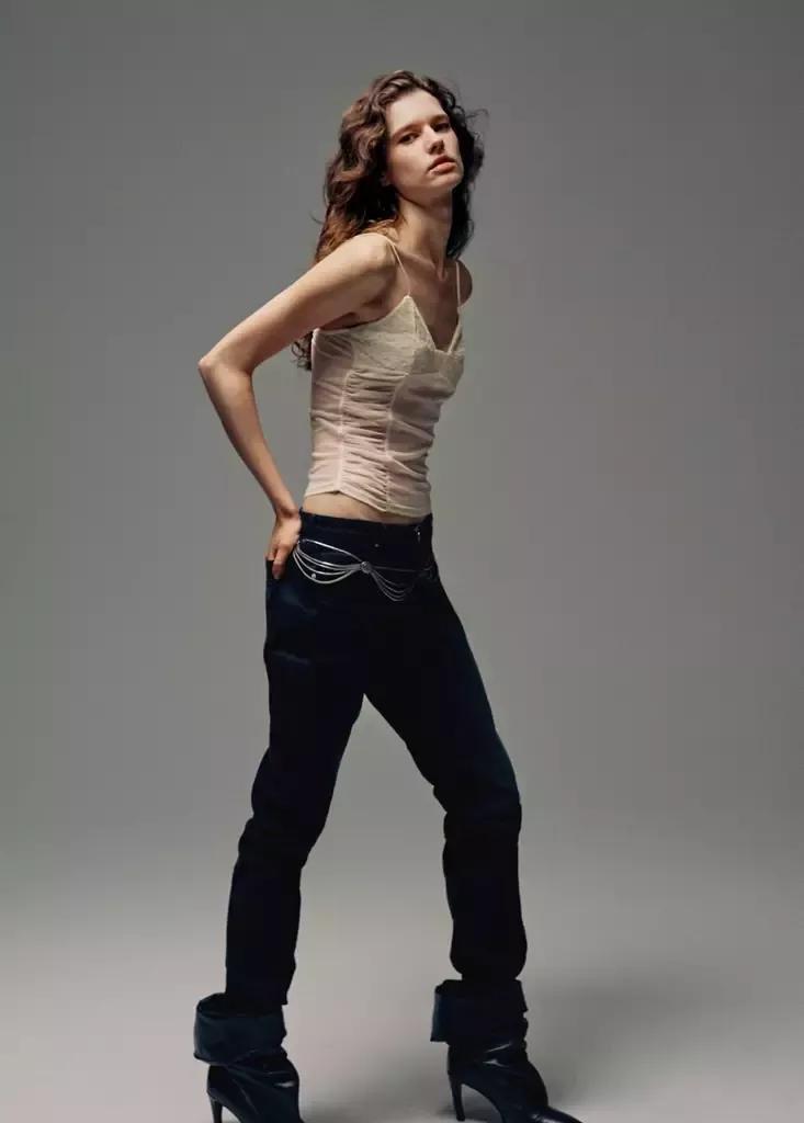 Ecru Draped Lace Top, , large image number 0