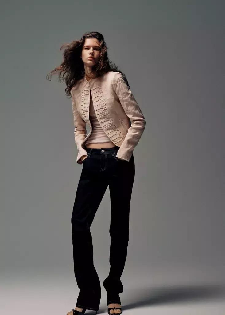 Pink Jacquard Jacket With Frogging Closures, , medium