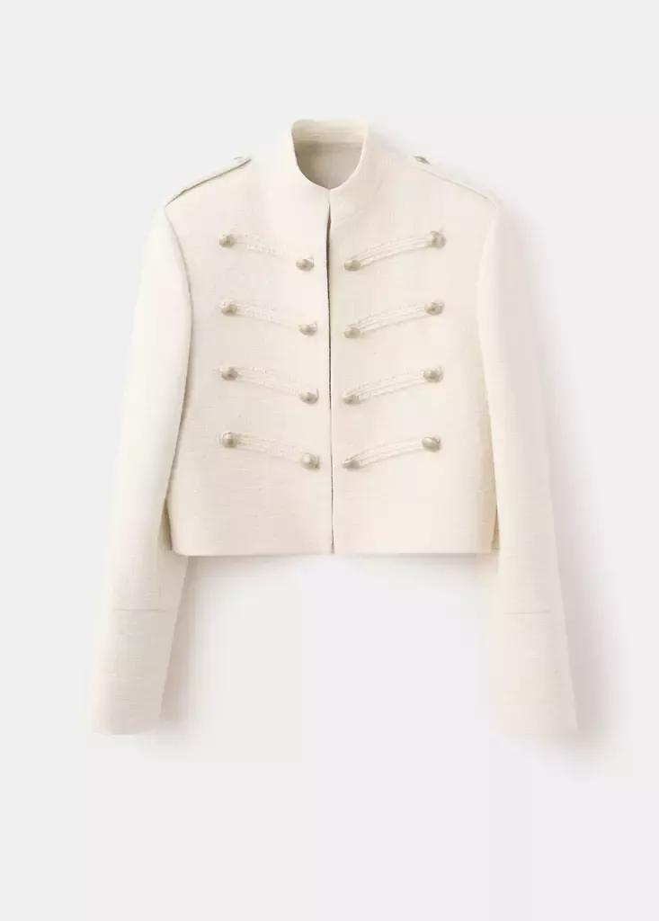 Ecru Tweed Jacket With Decorative Frogging Closures, , large image number 5