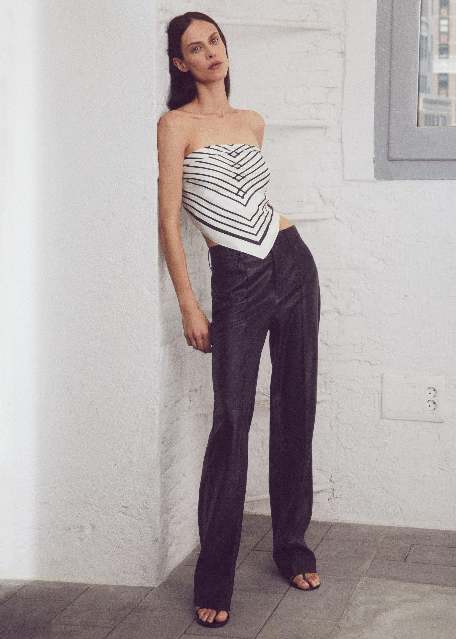 Black Leather Effect High Waist Pant, , large image number 1