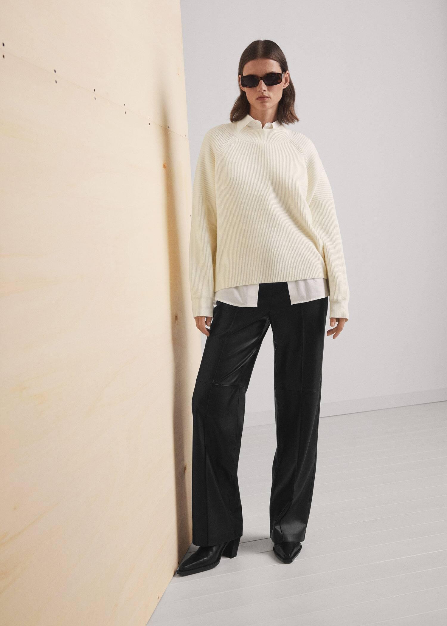 Black Leather Effect High Waist Pant, , large image number 4