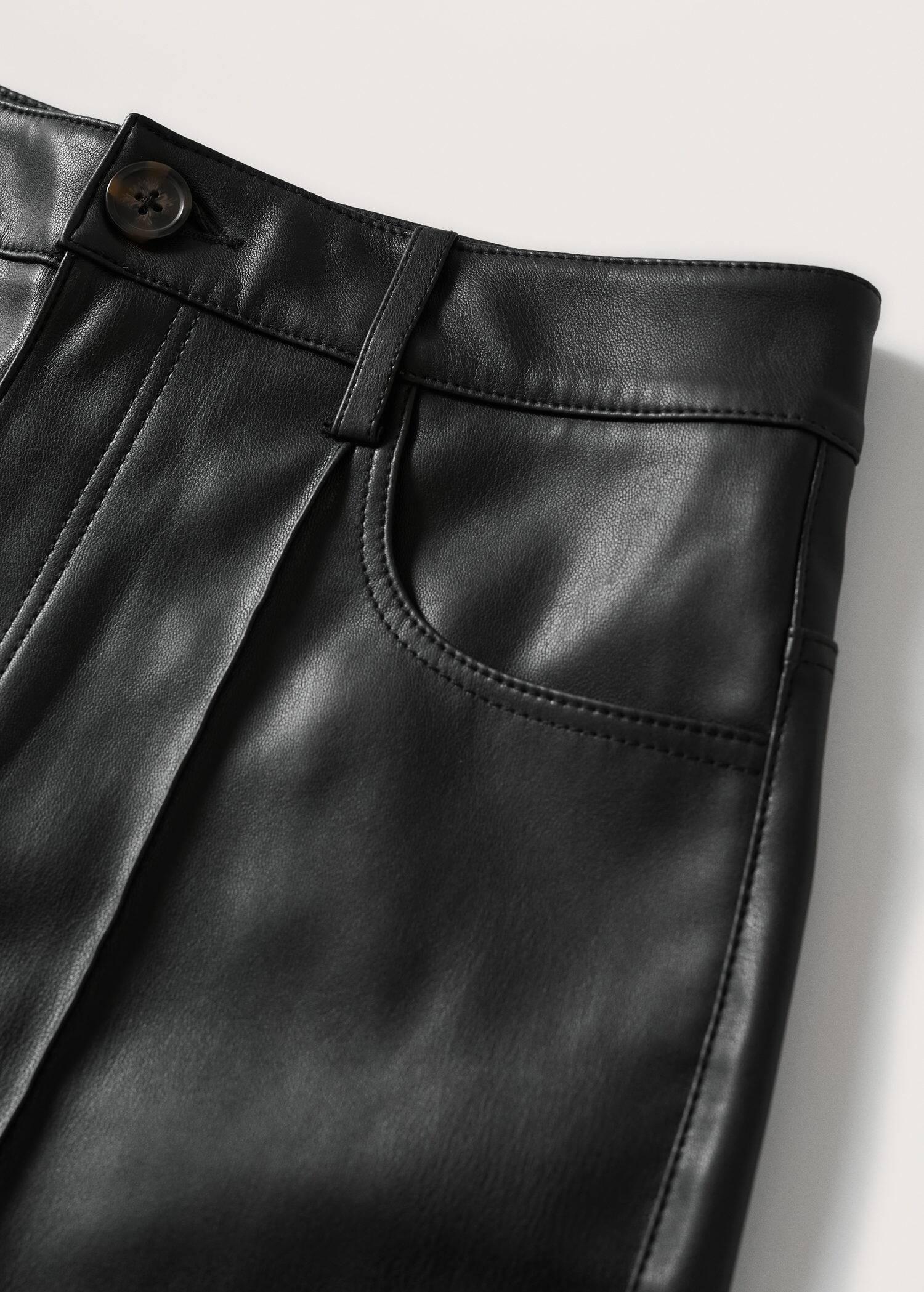 Black Leather Effect High Waist Pant, , large image number 5